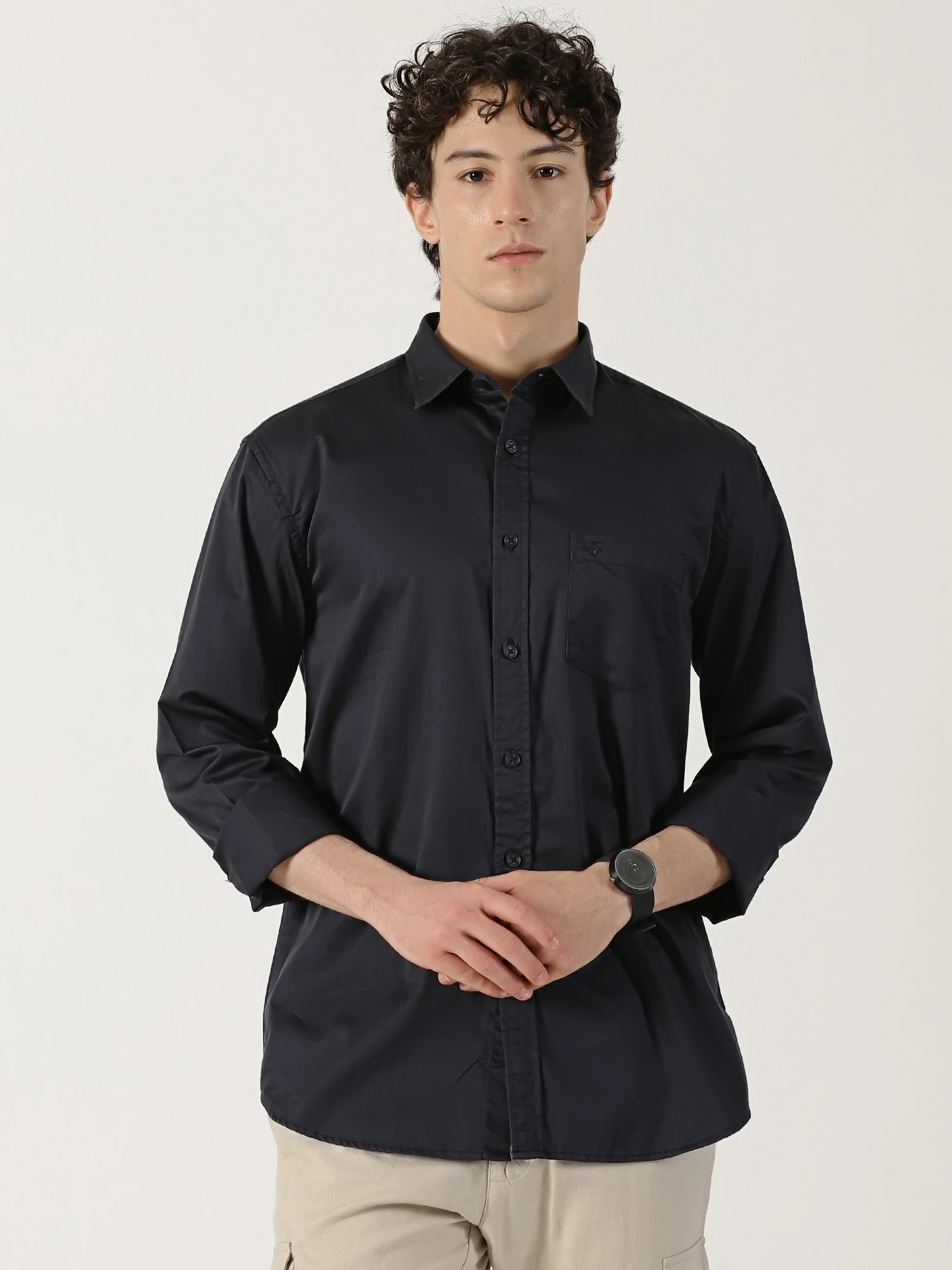 Classic Blue Solid Cotton Satin